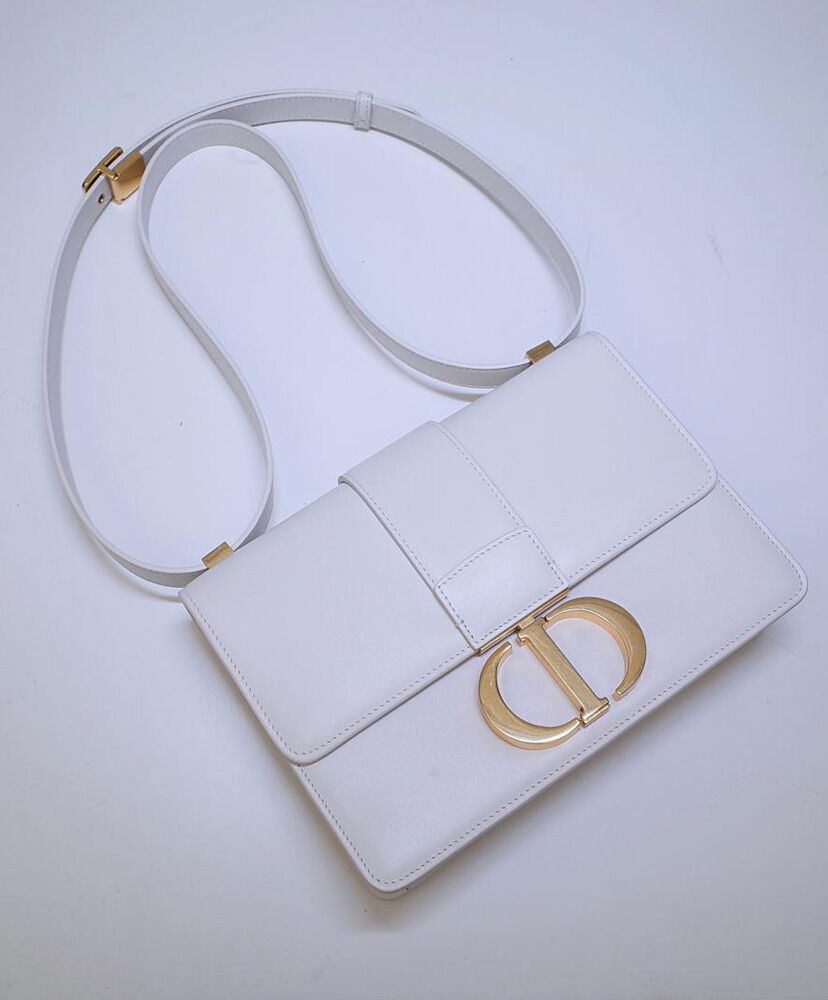 Christian Dior 30 Montaigne Flap Bag Leather White